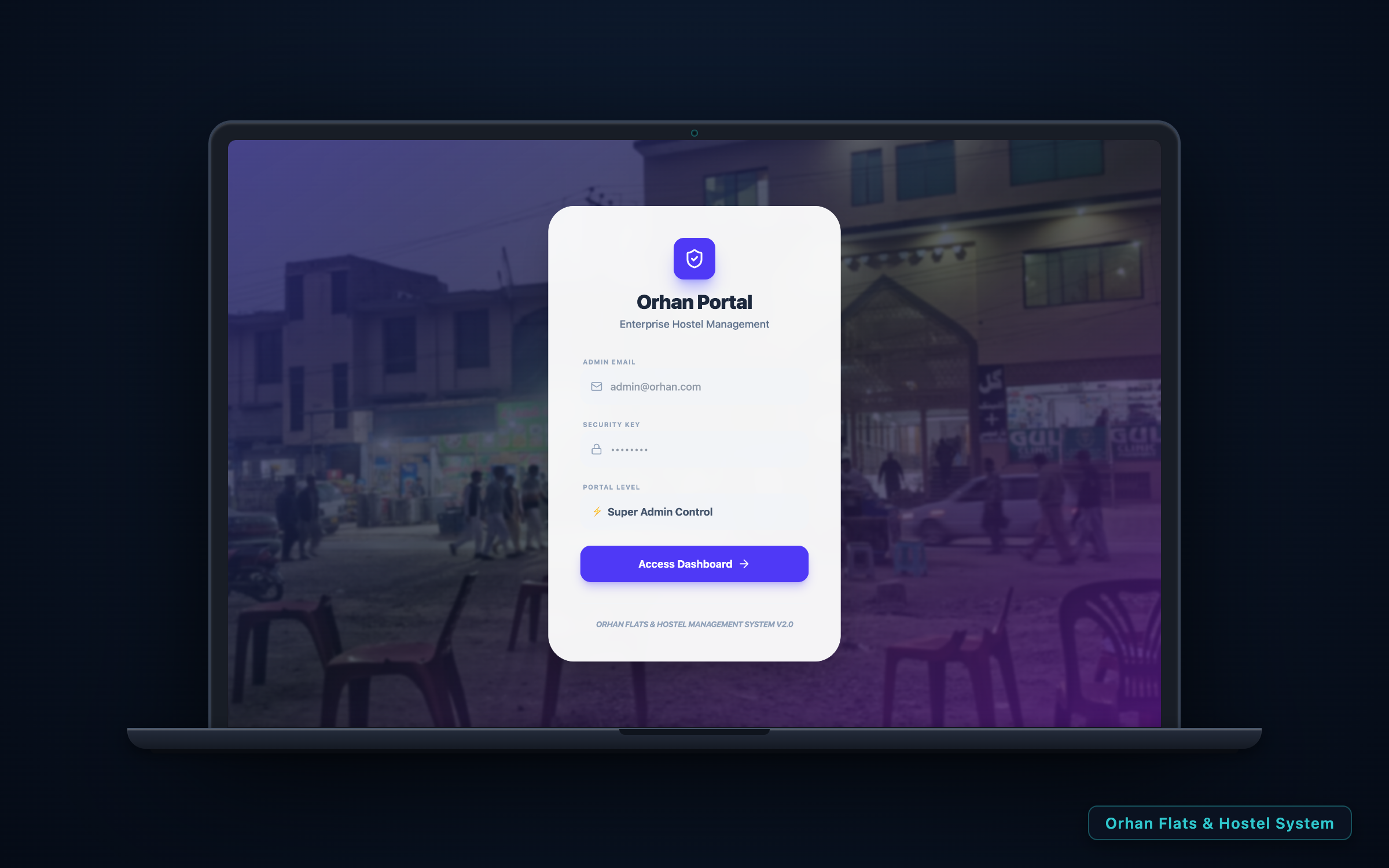 Orhan Flats & Hostel system on laptop screen