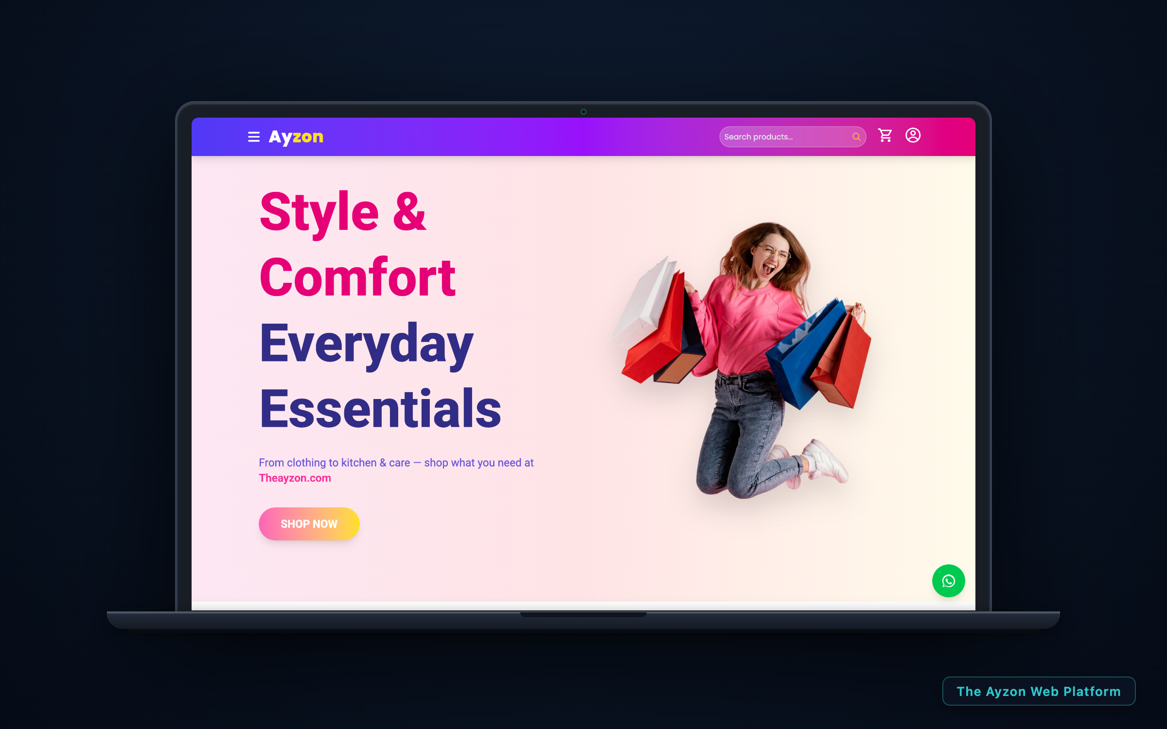The Ayzon digital platform on laptop screen